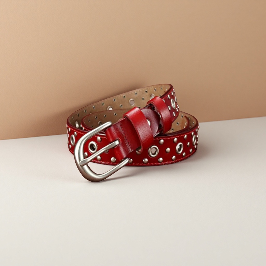 Ремень кожаный с заклёпками оптом из Китая — фотография поставщика