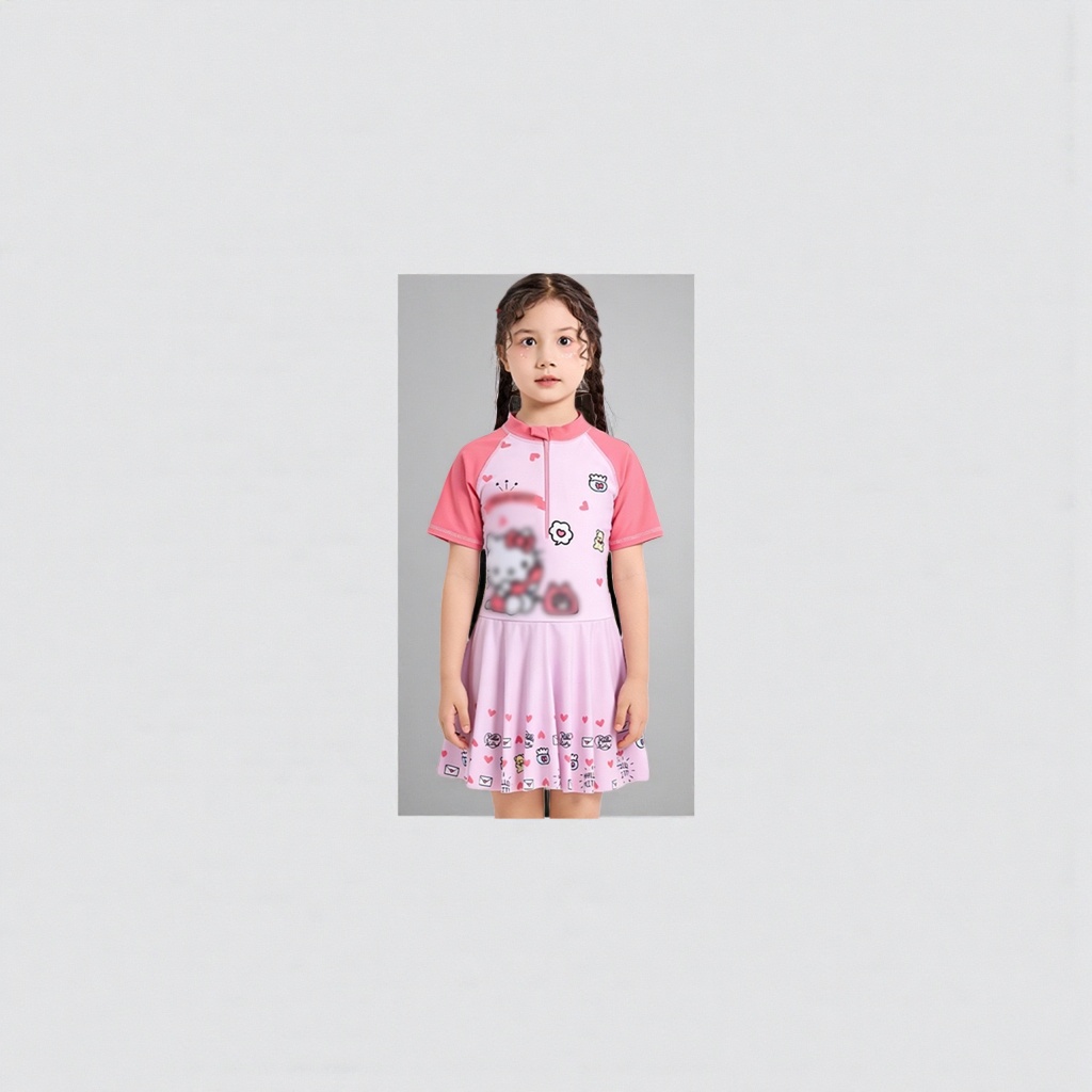 Купальник слитный Hello Kitty розовый оптом из Китая — фотография поставщика