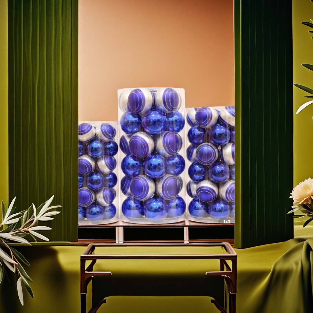 Набор ёлочных шаров синий оптом из Китая — фотография поставщика