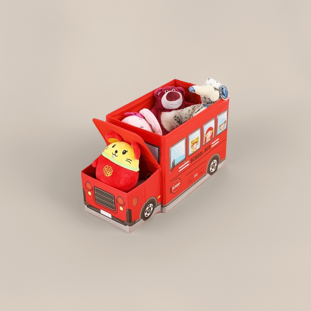 Красный короб для игрушек «Школьный автобус» оптом из Китая — фотография поставщика