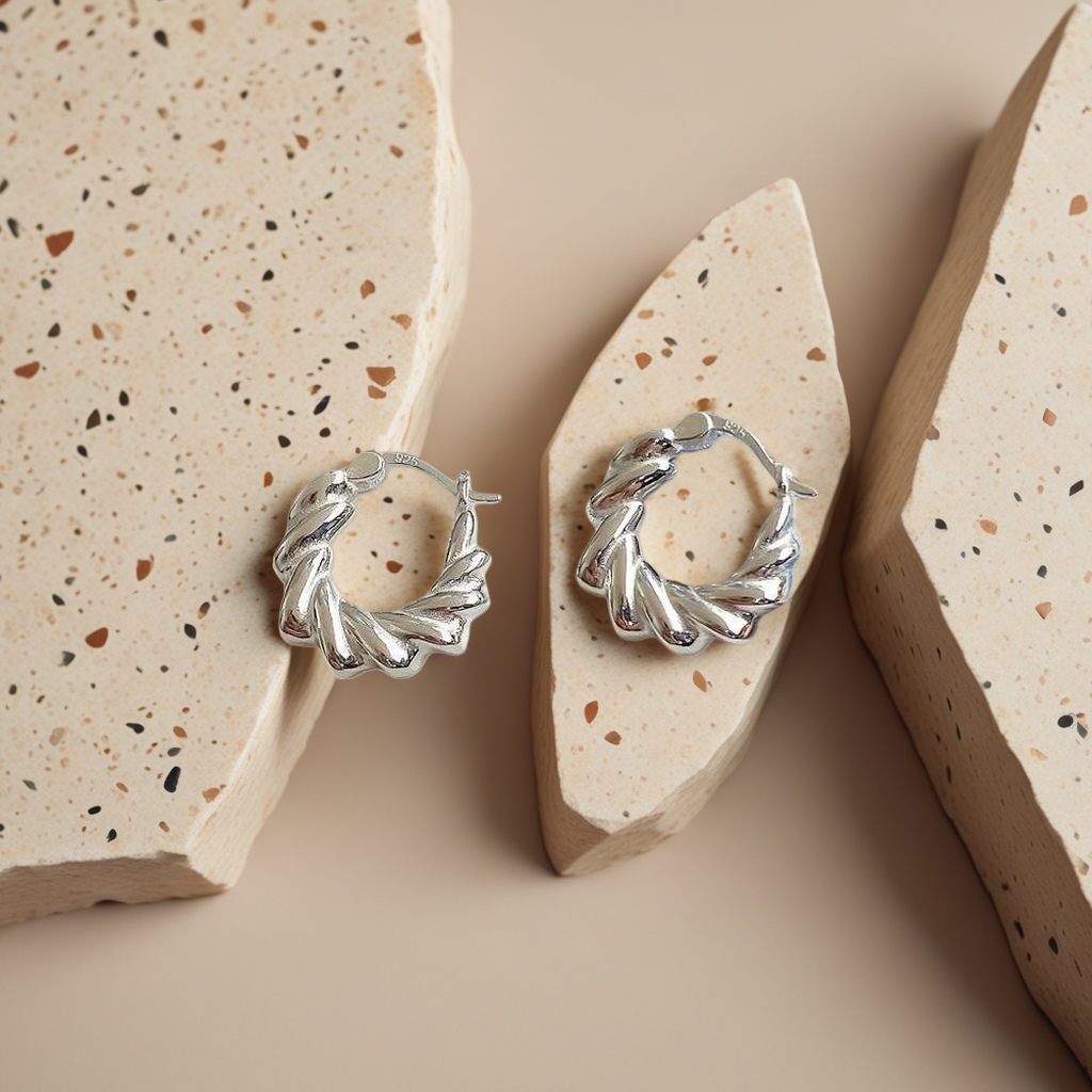 Серьги из серебра 925 витые оптом из Китая — фотография поставщика
