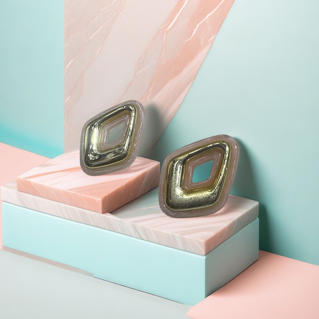 Серьги-гвоздики двойные розовые оптом из Китая — фотография поставщика
