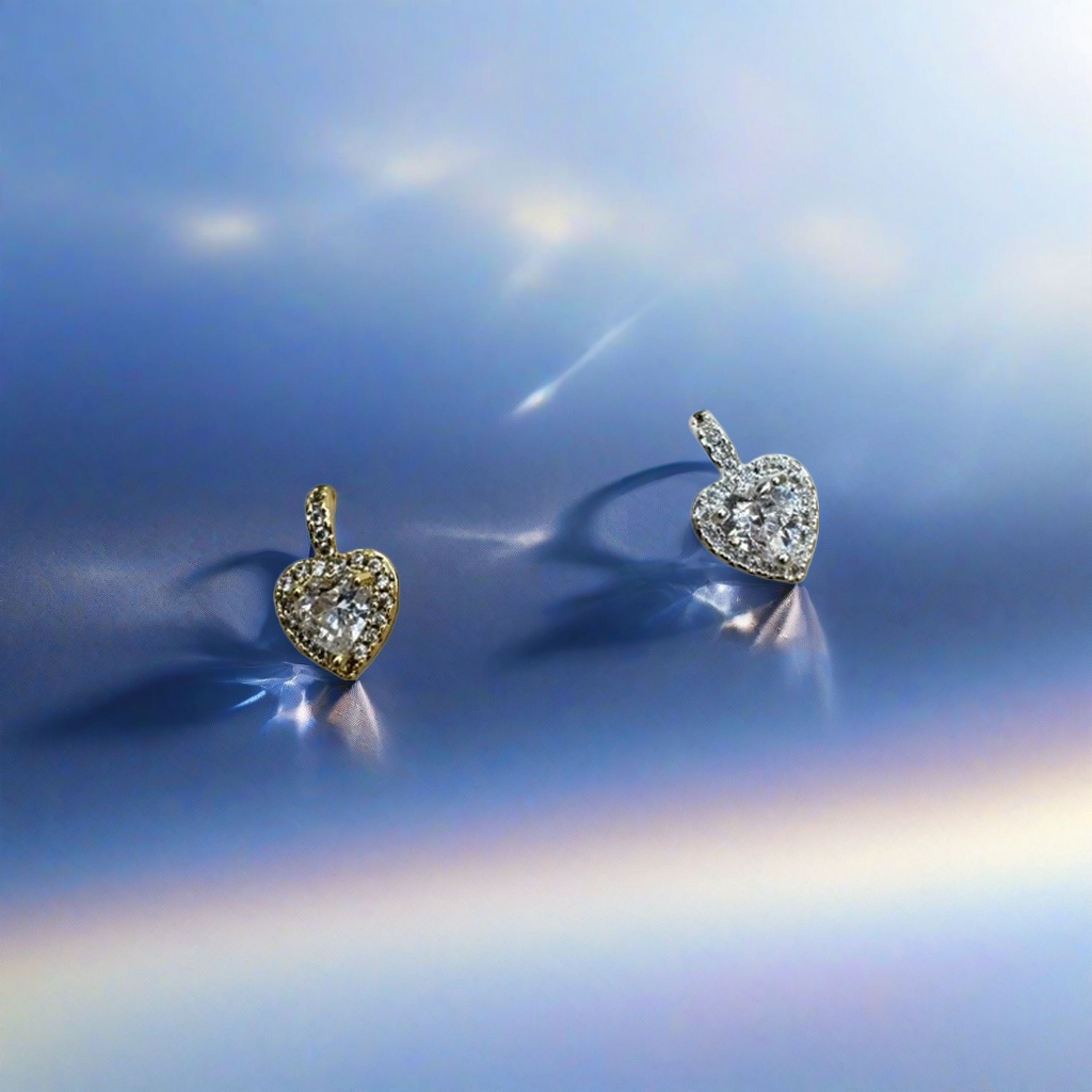 Серьги-пусеты сердце с камнями оптом из Китая — фотография поставщика