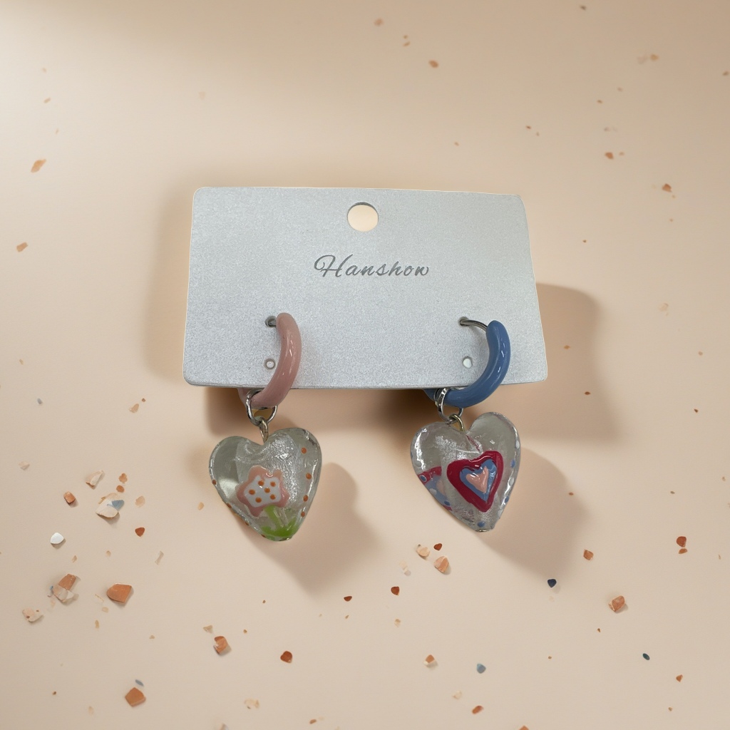 Серьги-крючки с сердцем из стекла оптом из Китая — фотография поставщика