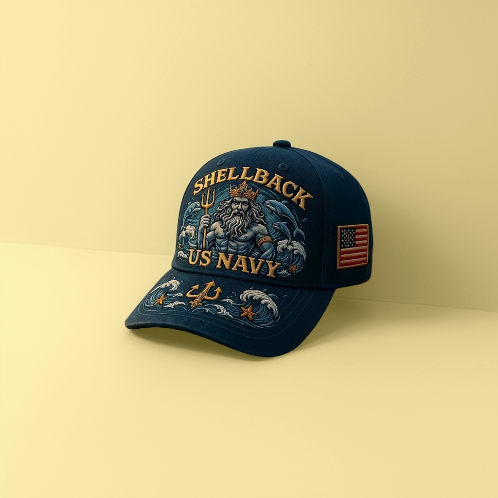 Бейсболка тёмно-синяя с трезубцем US NAVY оптом из Китая — фотография поставщика