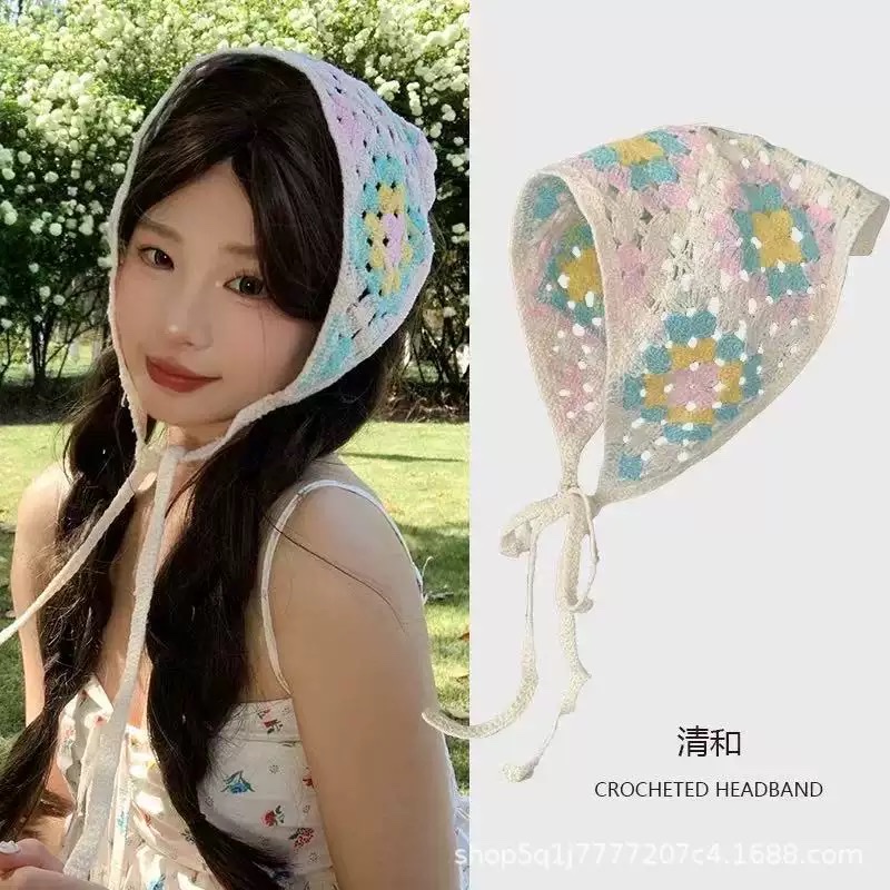 Косынка вязаная ажурная с цветочным узором оптом из Китая — фотография поставщика