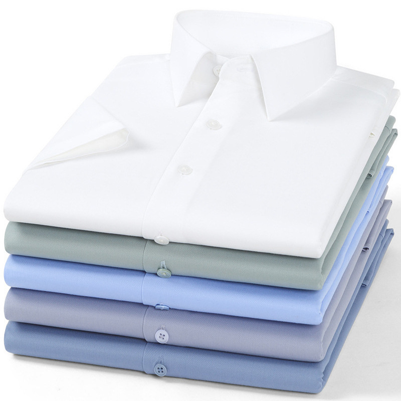 Рубашка мужская деловая с коротким рукавом оптом из Китая — фотография поставщика