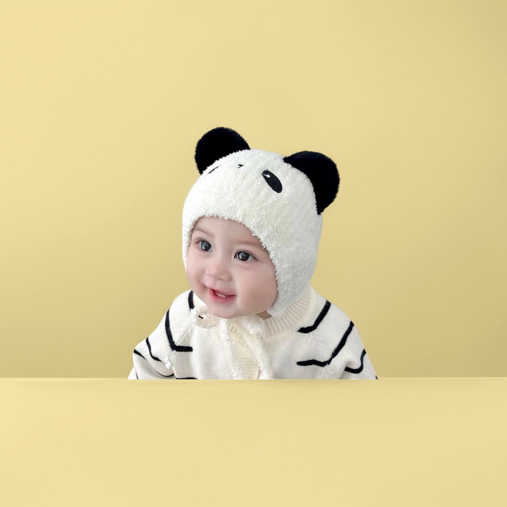 Шапочка детская плюшевая панда оптом из Китая — фотография поставщика