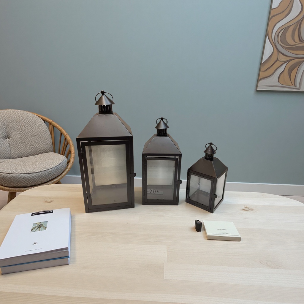 Фонари металлические чёрные три штуки оптом из Китая — фотография поставщика