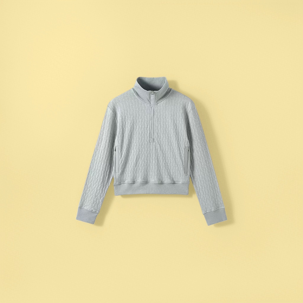 Худи трикотажное на короткой молнии серое оптом из Китая — фотография поставщика