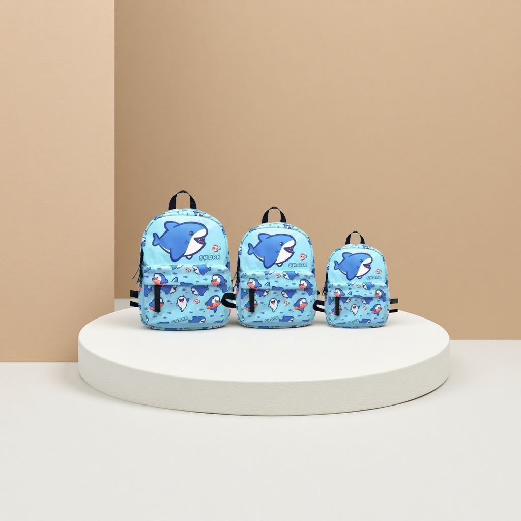 Рюкзак школьный голубой с акулой оптом из Китая — фотография поставщика