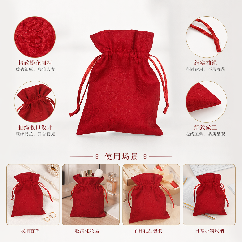 Сумка-мешок хлопковая красная многоразовая оптом из Китая — фотография поставщика