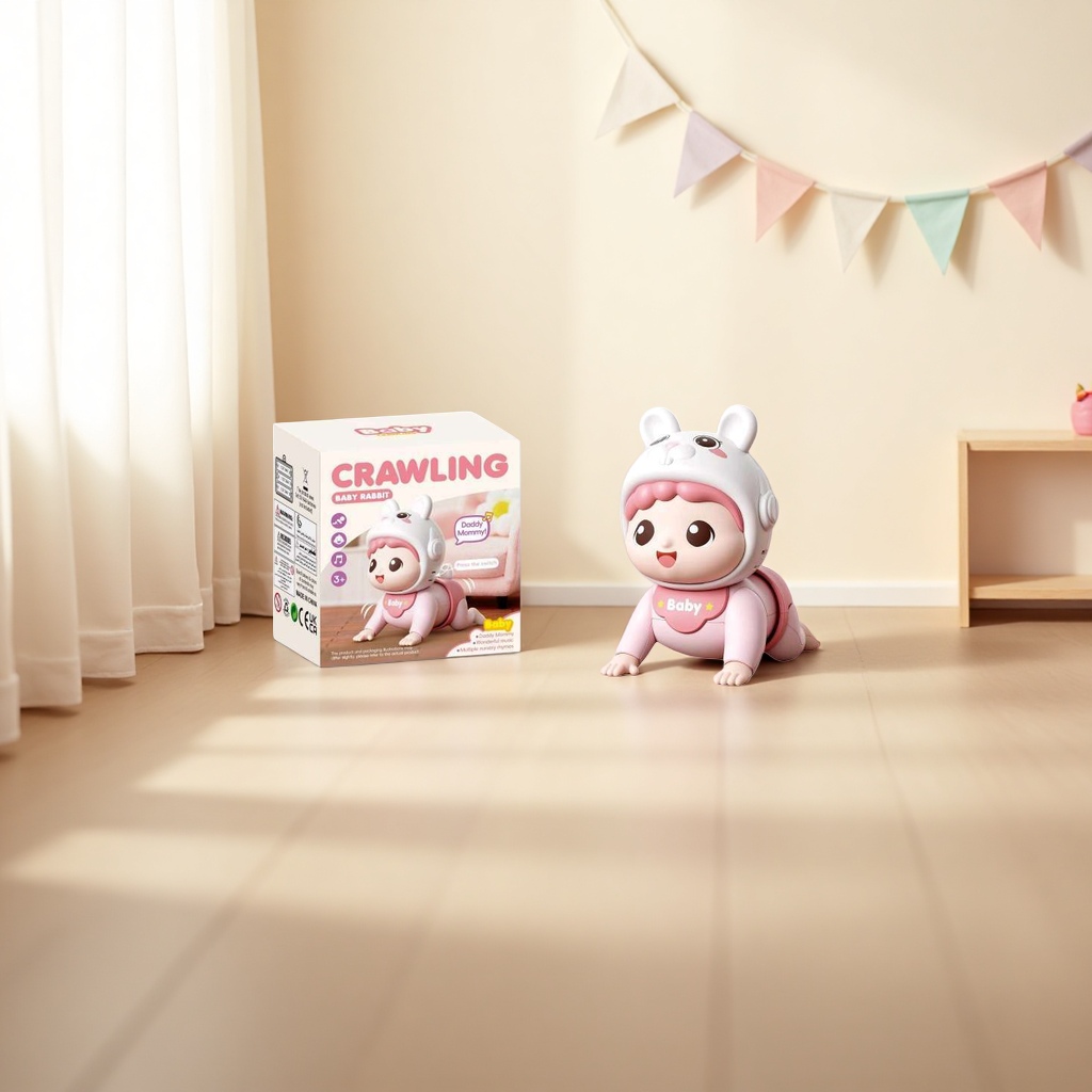 Игрушка ползающая зайчик розовая оптом из Китая — фотография поставщика