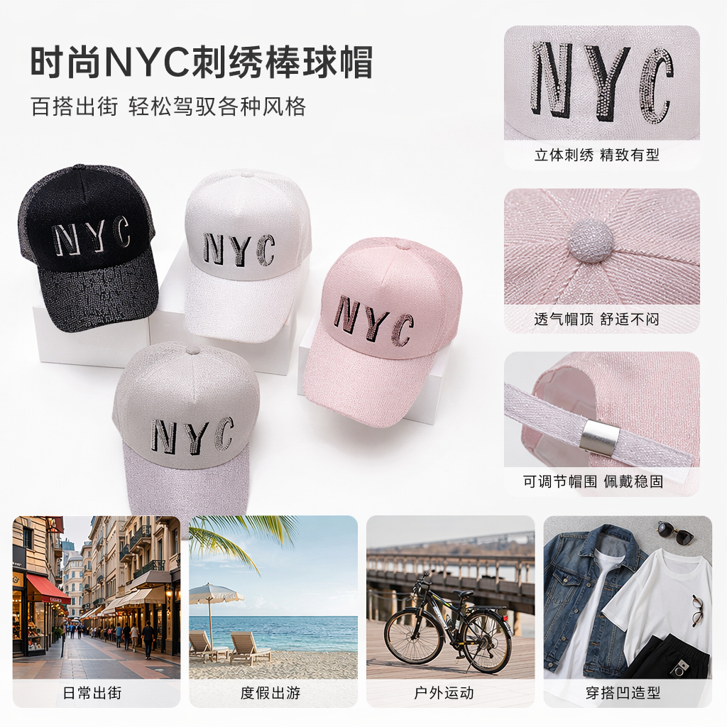 Бейсболки из канваса с надписью NYC оптом из Китая — фотография поставщика