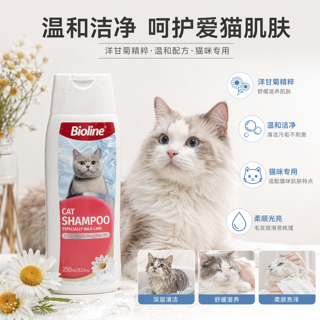 Шампунь для кошек Bioline очищающий оптом из Китая — фотография поставщика