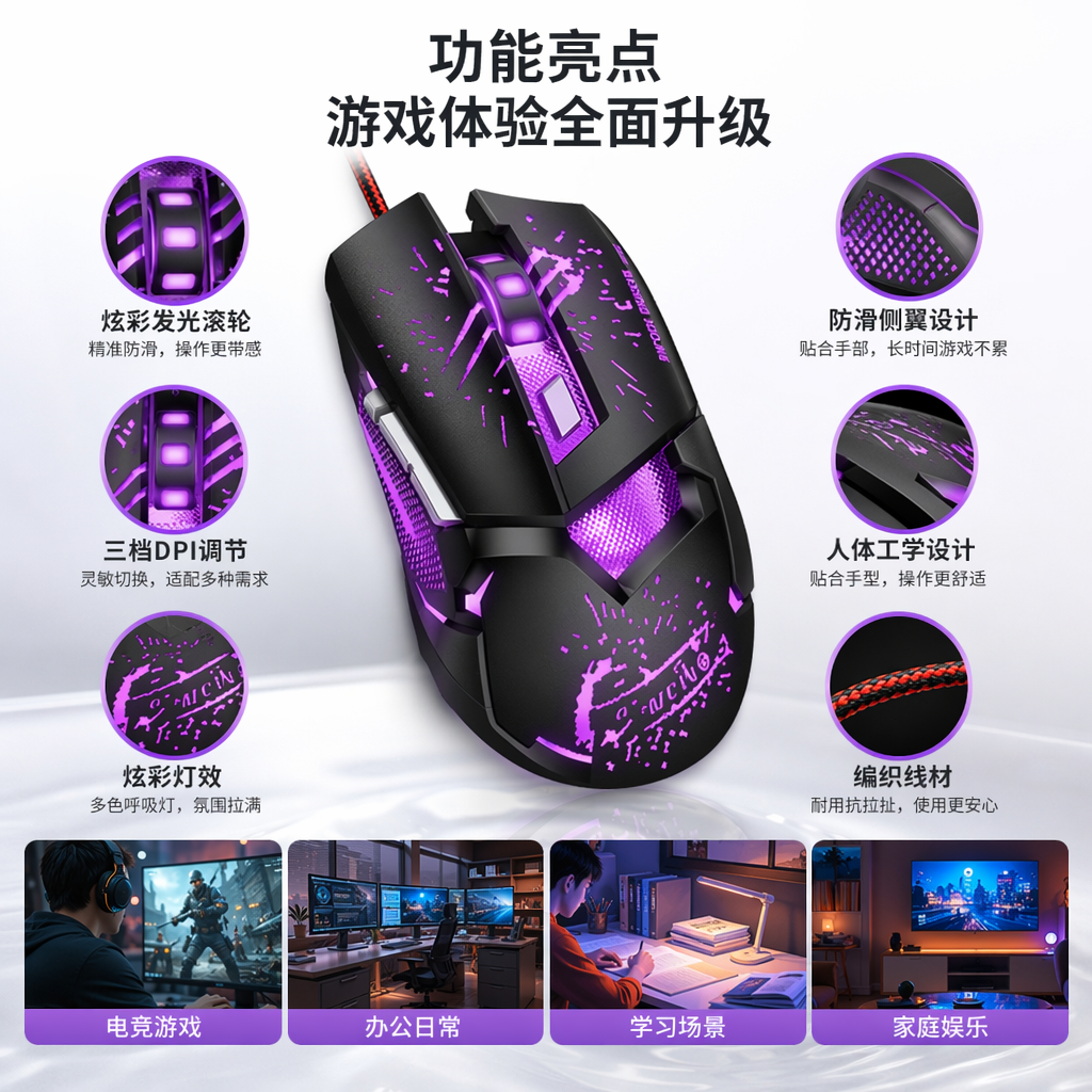 Мышь игровая проводная с RGB-подсветкой оптом из Китая — фотография поставщика