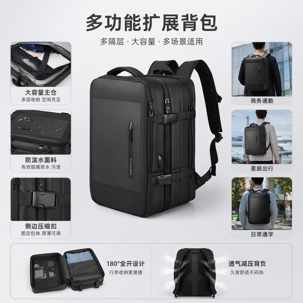 Рюкзак нейлоновый чёрный для учёбы оптом из Китая — фотография поставщика