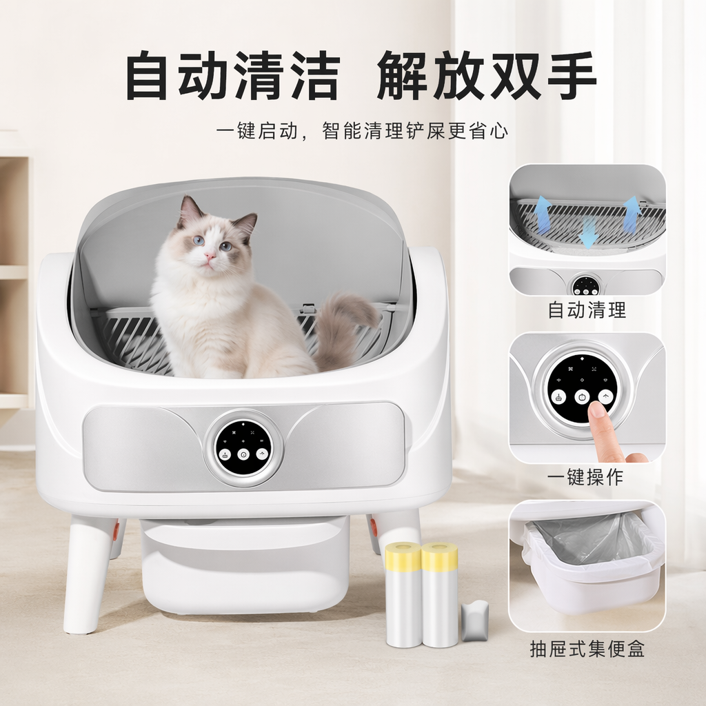 Туалет для кошек автоматический белый оптом из Китая — фотография поставщика