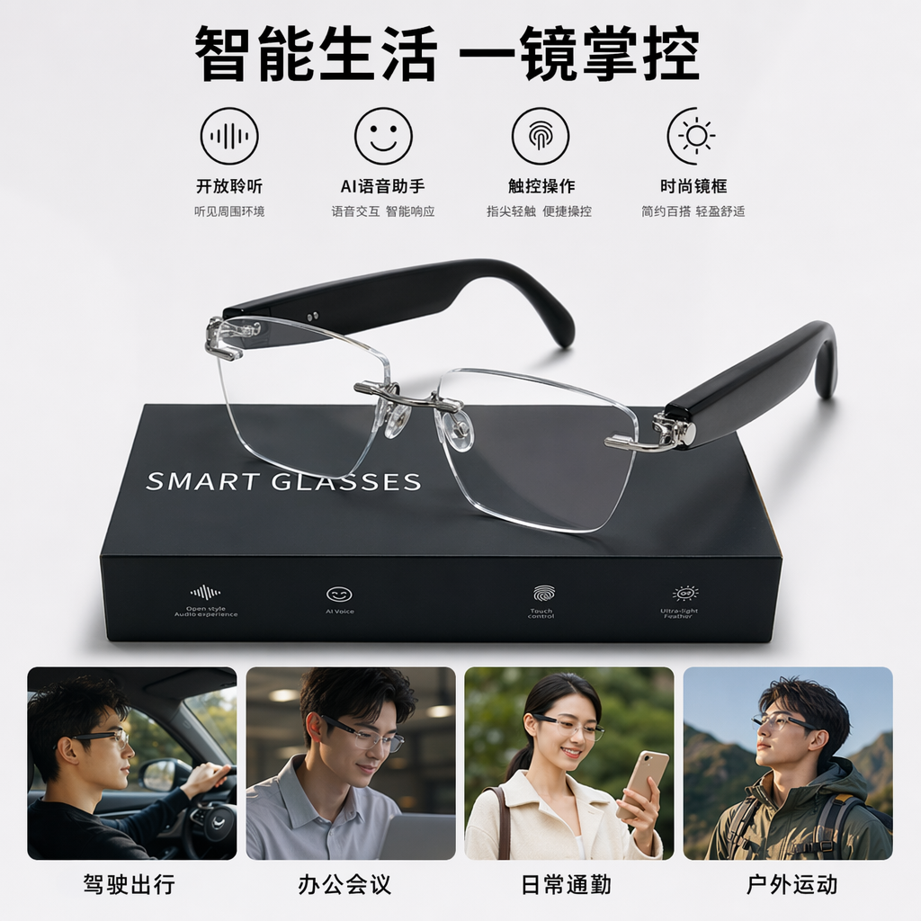 Очки умные чёрные с Bluetooth-гарнитурой оптом из Китая — фотография поставщика