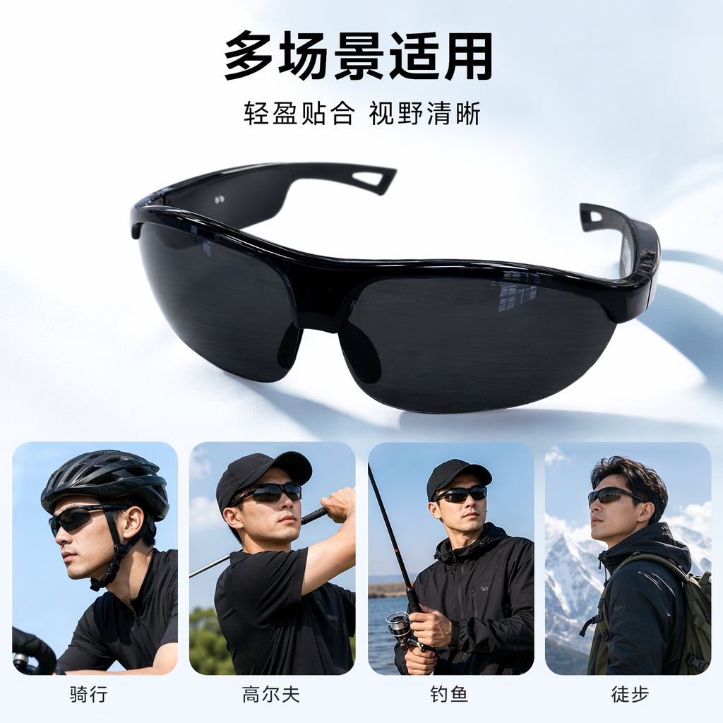 Очки солнцезащитные спортивные чёрные UV400 оптом из Китая — фотография поставщика