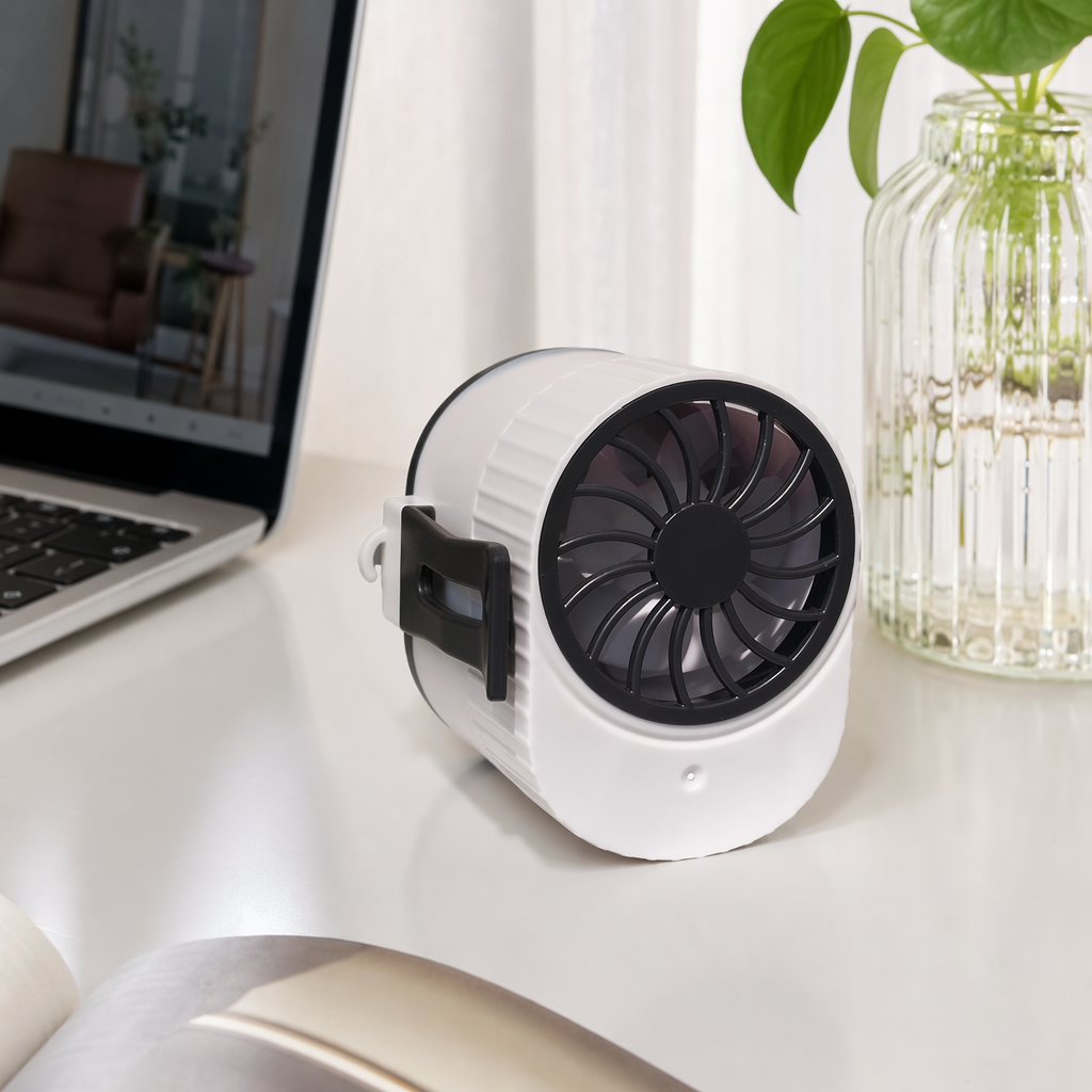 Вентилятор поясной белый с зарядкой USB оптом из Китая — фотография 2