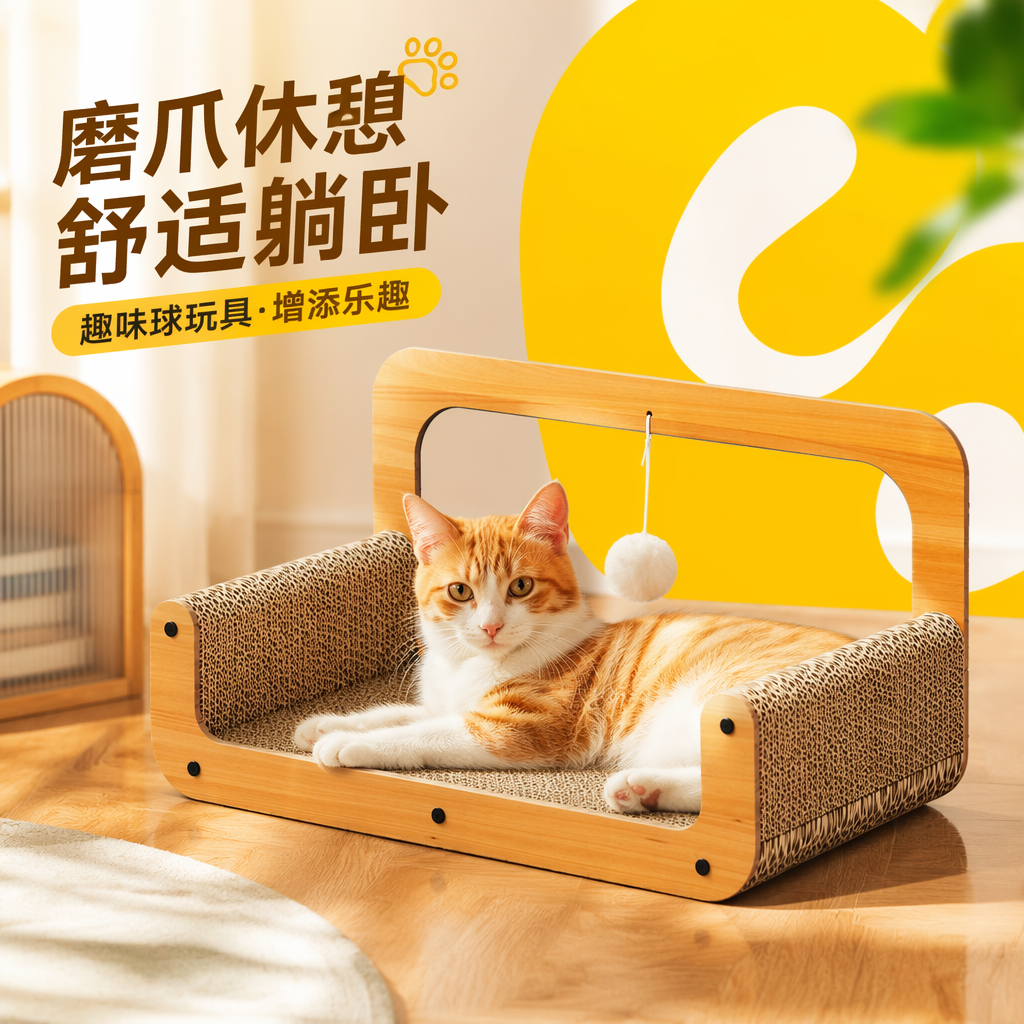 Когтеточка-диван для кошек износостойкая оптом из Китая — фотография 3