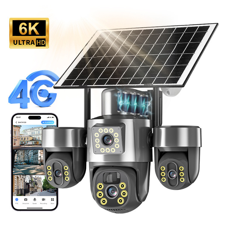 Камера солнечная V380PRO SP6-12 с тремя объективами оптом из Китая — фотография поставщика