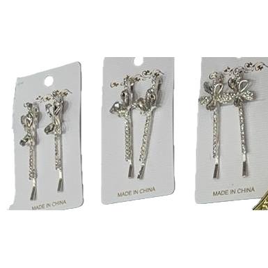 Заколка женская серебристая в форме бабочки оптом из Китая — фотография 5