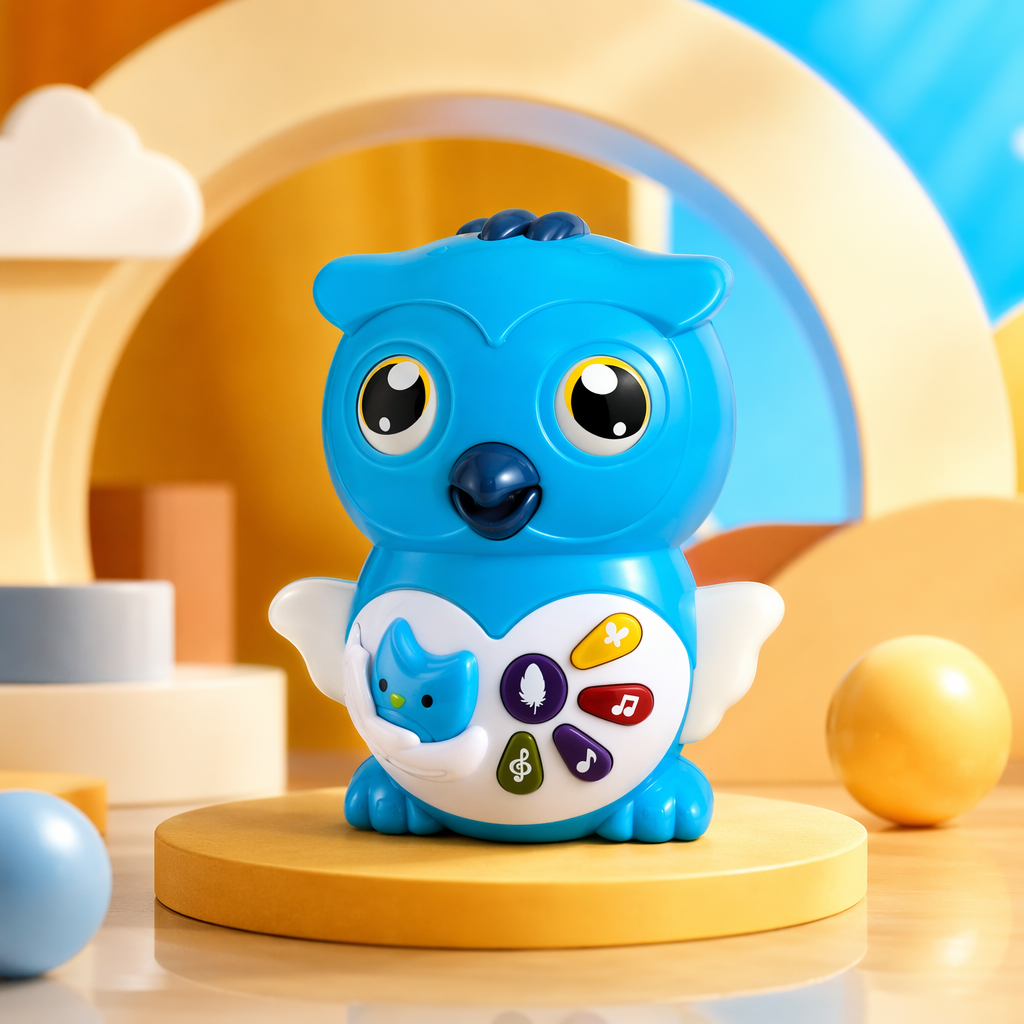 Игрушка плюшевая синяя качающаяся сова оптом из Китая — фотография 3