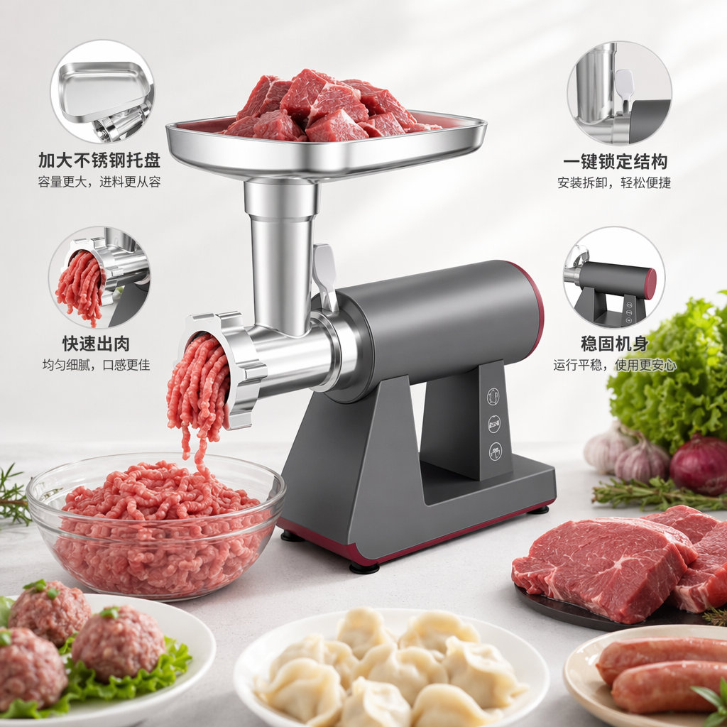 Мясорубка электрическая 300 Вт серая оптом из Китая — фотография поставщика