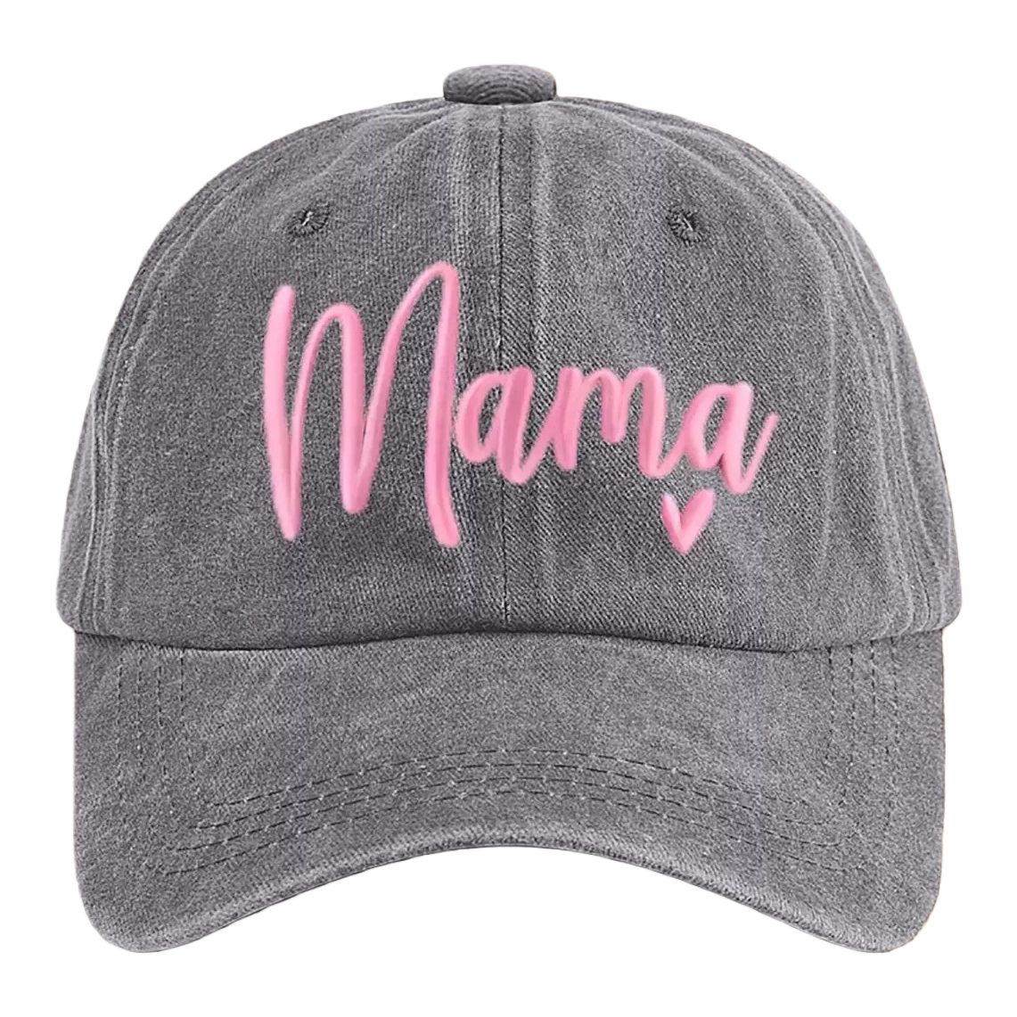 Бейсболка серая с надписью Mama и сердечками оптом из Китая — фотография 5