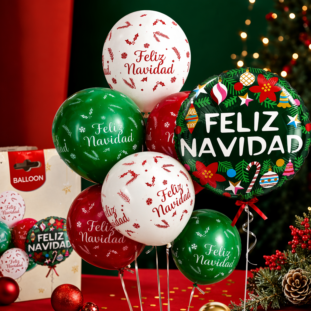 Набор воздушных шаров рождественский «Feliz Navidad» оптом из Китая — фотография 3