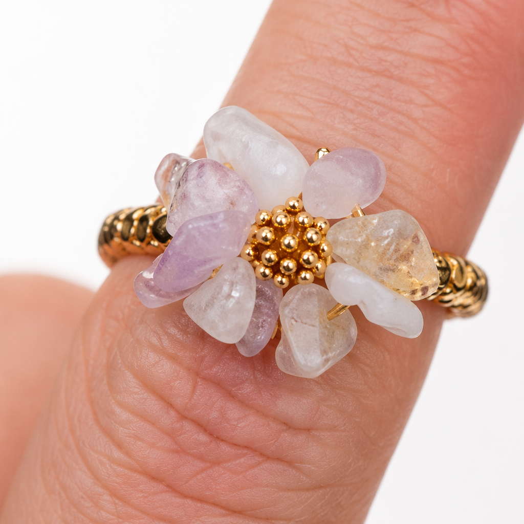 Кольцо с розовым цветком оптом из Китая — фотография 4