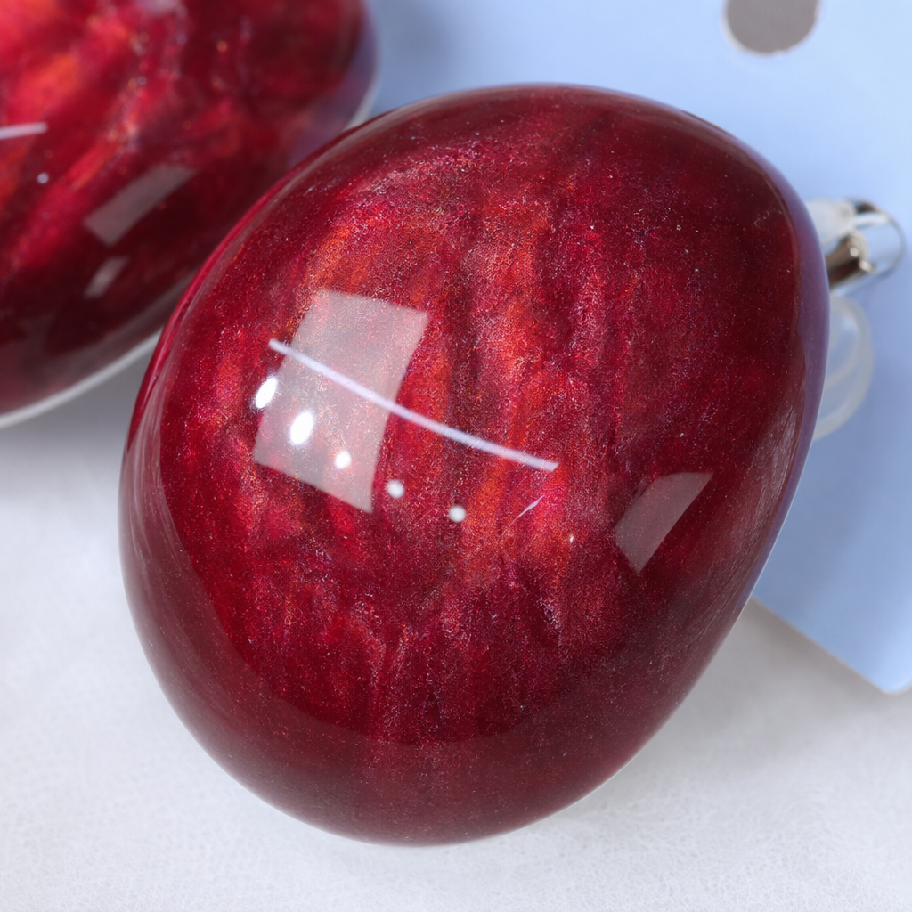 Серьги-гвоздики круглые красные оптом из Китая — фотография 4