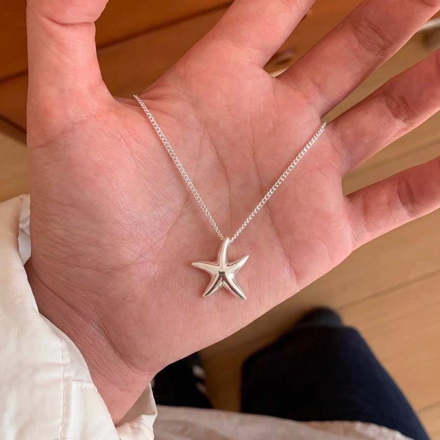 Колье серебряное с подвеской-звездой оптом из Китая — фотография 3