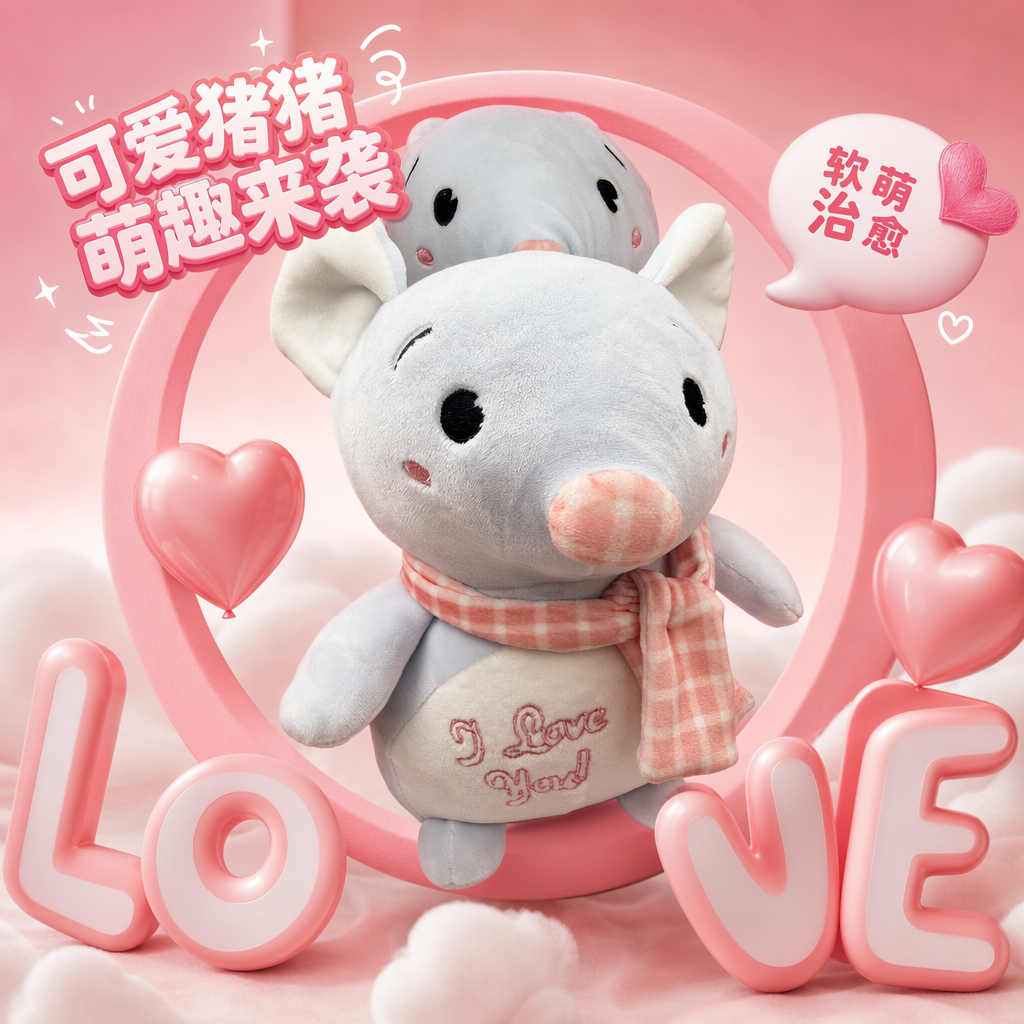 Игрушка мягкая с шарфом и надписью Love оптом из Китая — фотография 3