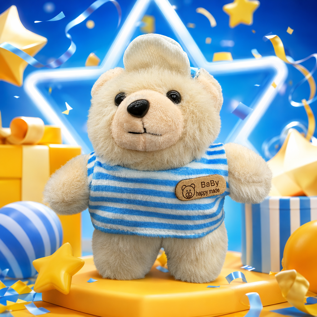 Игрушка мягкая «Медвежонок» бежевая оптом из Китая — фотография 3