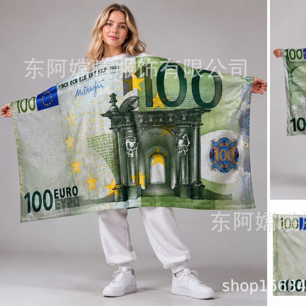 Накидка карнавальная с принтом денежных купюр оптом из Китая — фотография 4
