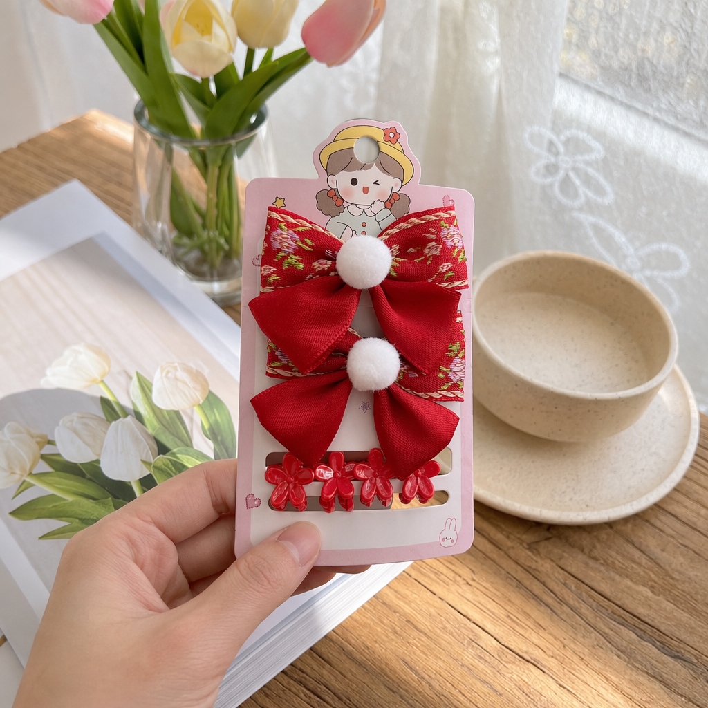 Резинка для волос с красным бантом оптом из Китая — фотография 2