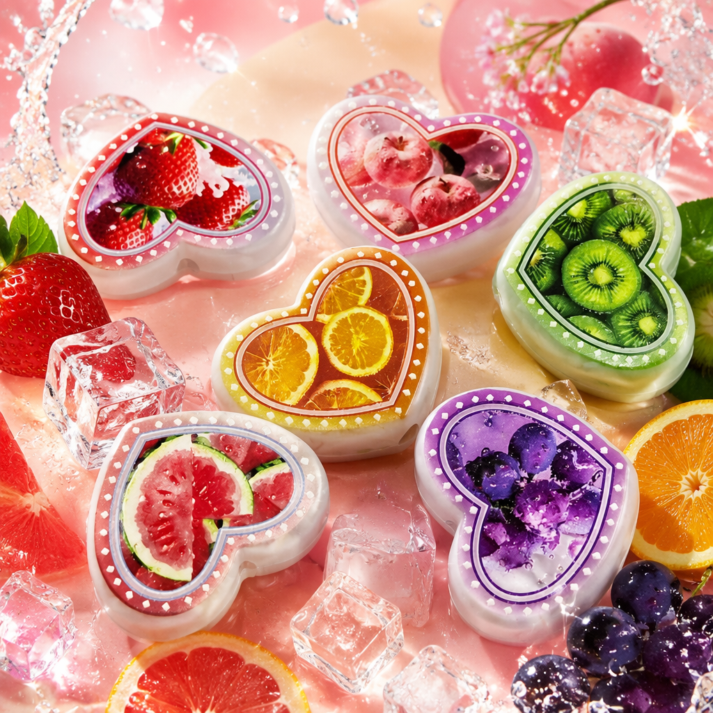 Наклейки-сердечки с фруктовым рисунком оптом из Китая — фотография 3