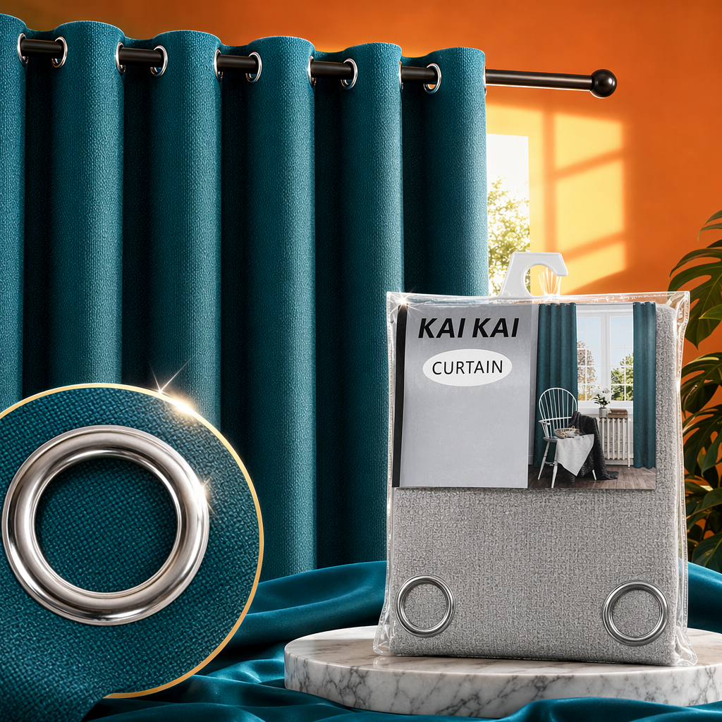Шторы серые с металлическими кольцами оптом из Китая — фотография 3