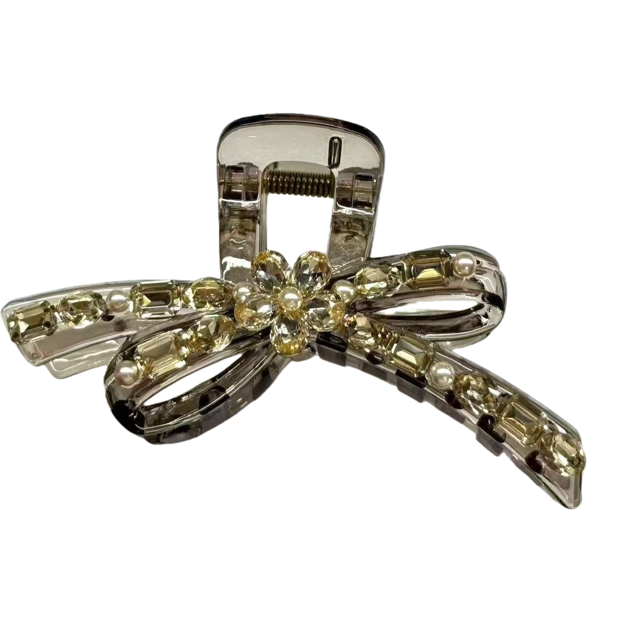 Заколка с бантом золотистая со стразами оптом из Китая — фотография 5