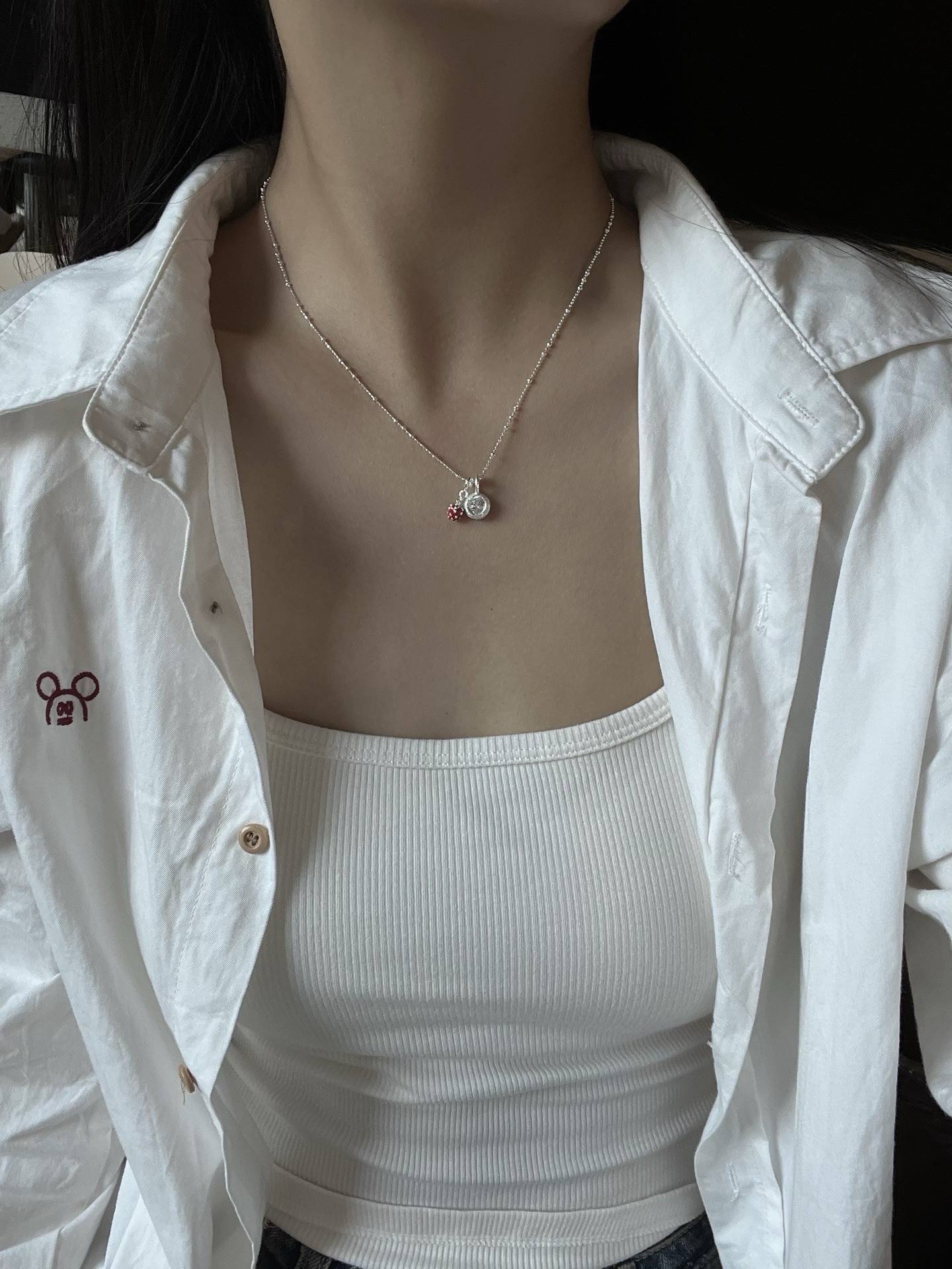 Кулон из серебра 925 в виде земляники на цепочке оптом из Китая — фотография 3