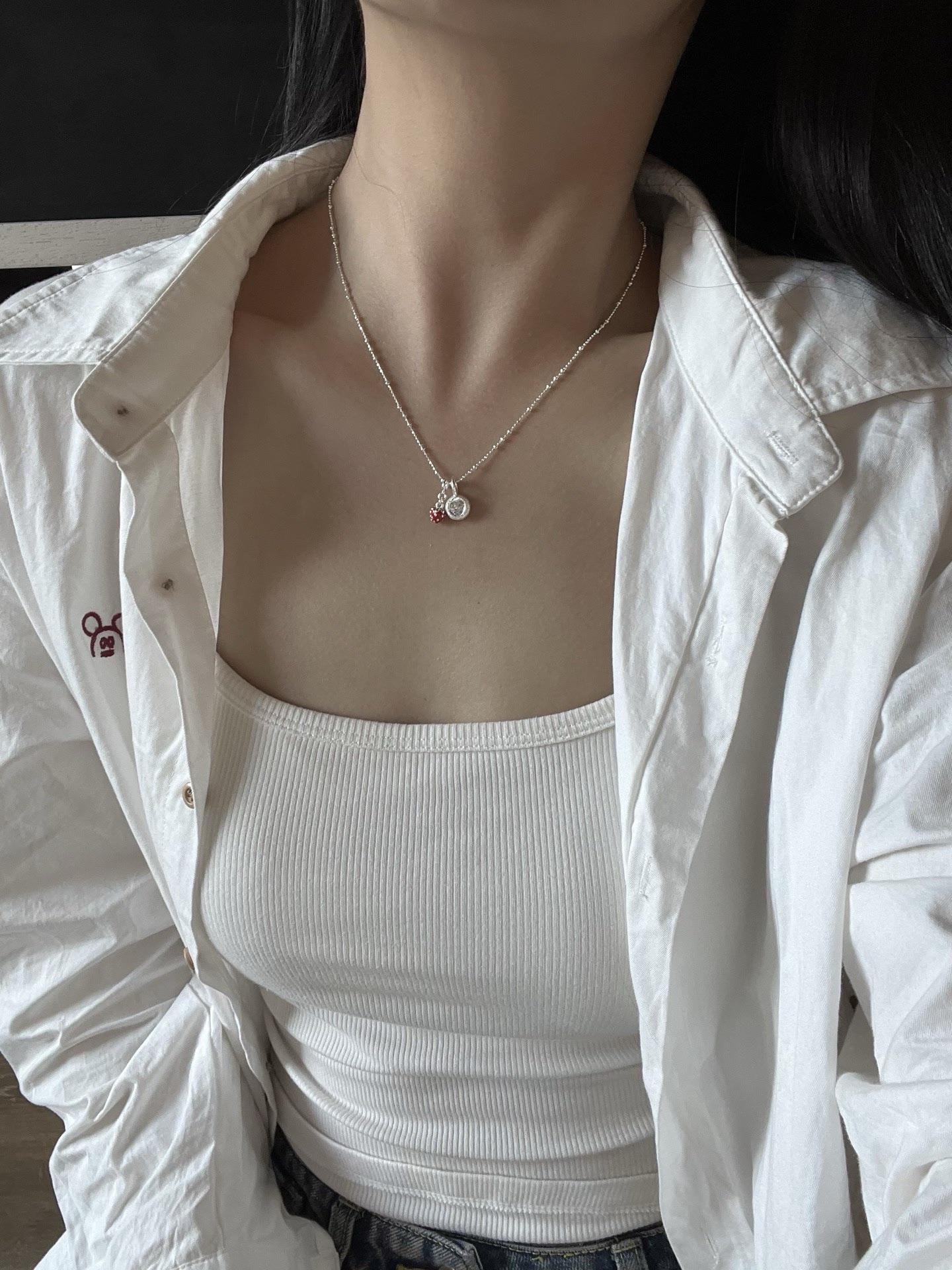 Кулон из серебра 925 в виде земляники на цепочке оптом из Китая — фотография 4