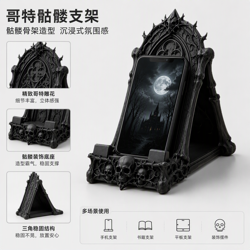 Подставка декоративная с черепом чёрная оптом из Китая — фотография поставщика
