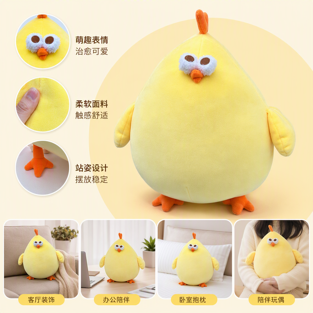 Игрушка плюшевая жёлтая курочка оптом из Китая — фотография поставщика