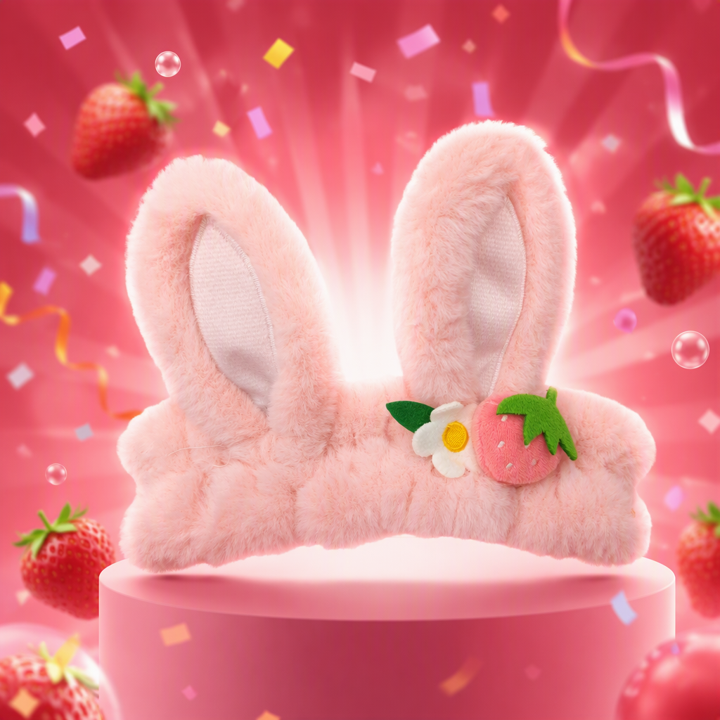Ободок детский розовый с заячьими ушами оптом из Китая — фотография 3