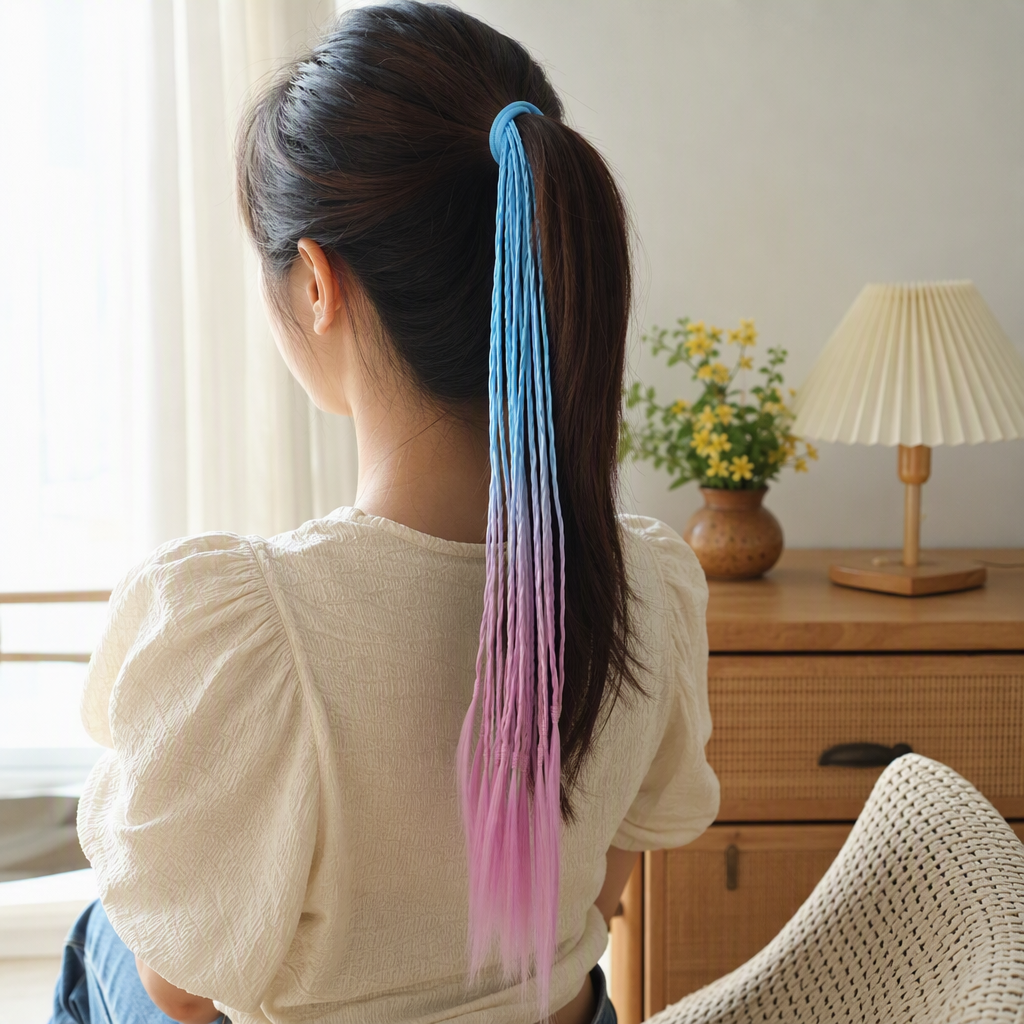 Заколка для волос с плетением голубой и розовой оптом из Китая — фотография 2