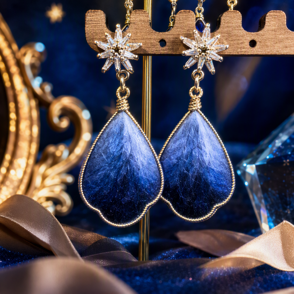 Серьги-капли синие с градиентом оптом из Китая — фотография 3