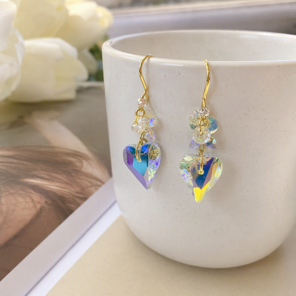Серьги с сердечком из кристаллов оптом из Китая — фотография 2